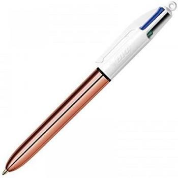 Stylo BIC 4 couleurs rétractable rose or