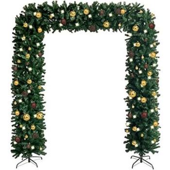 VidaXL Arco di Natale con luci LED e palline decorative verdi 240 cm