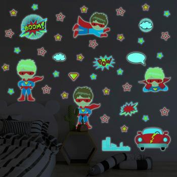Sticker Mural Super-Héros Lumineux 30x30cm