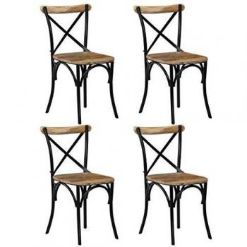 VidaXL Sedie nere con schienale incrociato, set da 4, legno di mango