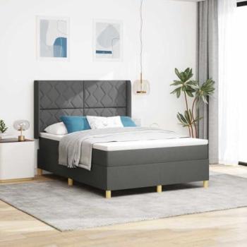Lit à ressorts élégant avec matelas 140x190 cm en tissu