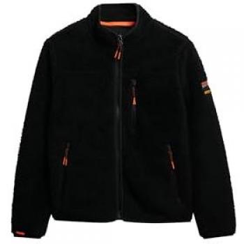 Superdry Fleece Jacke Damen – Outdoor‑Stil, Vollreissverschluss – Schwarz – S