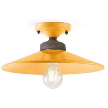 Plafoniera Vintage Gialla 30 cm in Ferro e Ceramica Ferroluce Colors Retrò