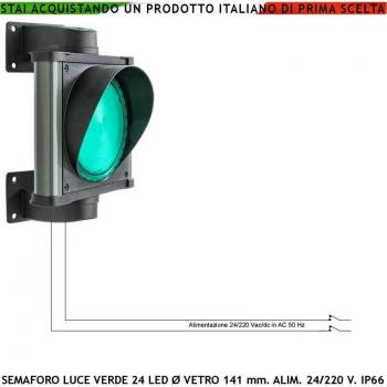 Semaforo Professionale Omologato con 24 LED Verdi Diametro 141 mm