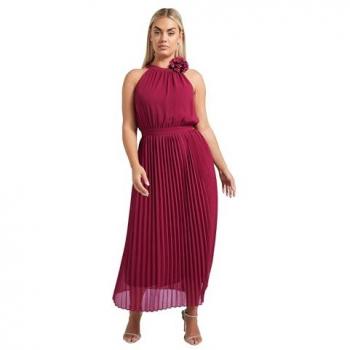 Yours Red Pleated Maxi Corsage Dress – 20