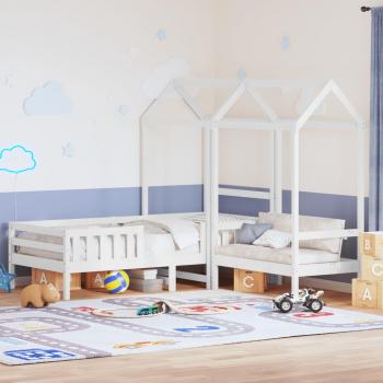VidaXL Bed and Bench Set with Roof White 90x190 cm