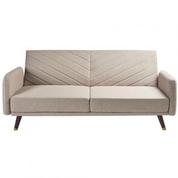 Beliani Retro Wohnzimmer 3-Sitzer Sofa Schlaffunktion Hellbraun