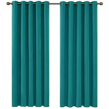 Deconovo Super Soft Thermal Insulated Eyelet Blackout Curtains 66 x 90 Inch Turquoise 2 Panels