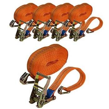 TRUTZHOLM 5x Zurrgurt Ratsche 2-tlg 6m Orange