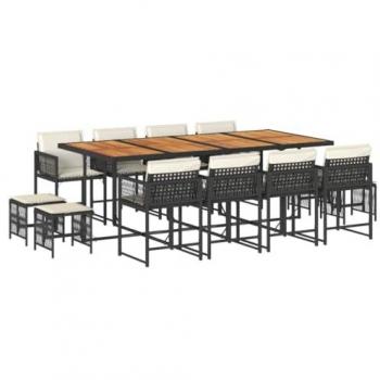 Conjunto de Jantar 13 Peças para Área Externa Vime Preto
