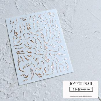 Decoraciones de uñas en 3D con calcomanías de oro rosa