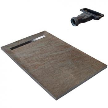Réservoir de douche U-TILE 150x100 cm haute densité pierre naturelle 902 avec canalisation excentrée