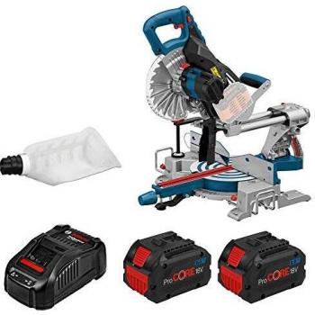 Bosch Professional BITURBO GCM 18V-216 Ingletadora telescópica a batería 18V, diámetro disco 216 mm, láser, 2 baterías ProCore x 8.0 Ah, en caja