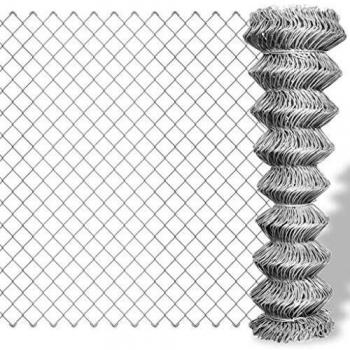 Valla de alambre acero galvanizado 15x1,25 m color plateado