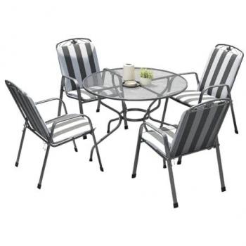 Savoy 4-Seat Circular Dining Set from Pacific Lifestyle, Includes Cushions