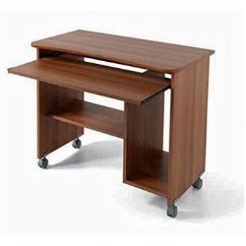 Portacomputer scrivania ufficio noce antico con ruote H.76 L.93 P.48,5 cm