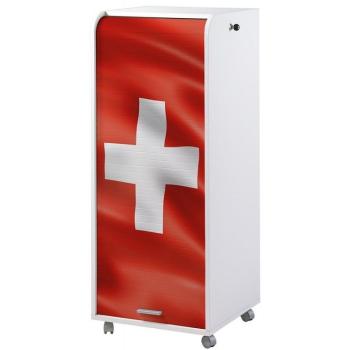 Caisson Blanc Imprimé Drapeau Suisse 3 Tiroirs