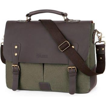 Sacoche Vintage en toile pour ordinateur portable 14 pouces, mallette à bandoulière pour homme