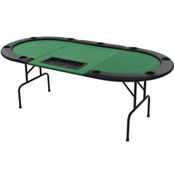 Sonata Poker Table with Capacity for 9 People, Folding into Three Parts, Dark Green Finish