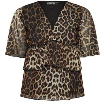 PixieGirl Petite Leopard Print Smock Top – Brown, Size 12