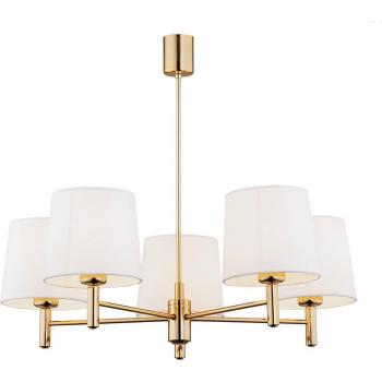 Argon 5-Bulb Polo Plus Pendant Light White/Brass