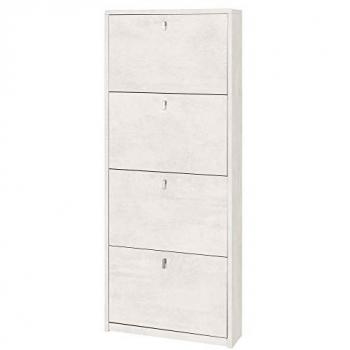 Scarpiera Salvaspazio Quattro Ante Bianco Ossido 63x18x154 cm