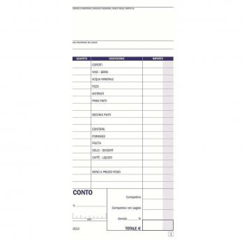Conti ristoranti-pizzerie, blocco 50 fogli 2 copie