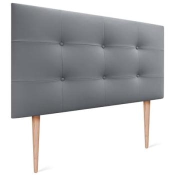 Cabecero de Cama Acolchado en Gris Polipiel