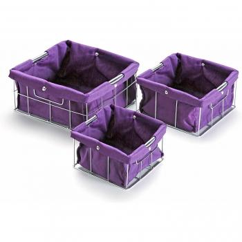 Set de canastillas apilables Versa de 3 piezas (color: violeta, medidas: 26 x 12 x 26 cm, referencia: 10650020)