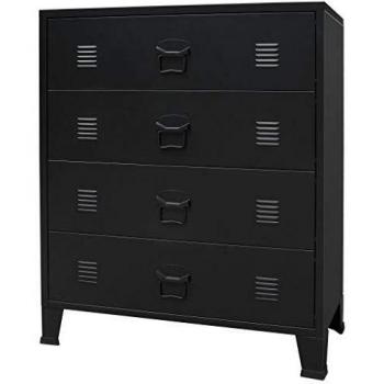 VidaXL Chest of Drawers Metal Industrial Style 78x40x93 cm Black