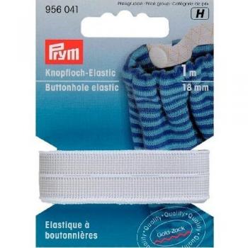 Prym Button Hole Tape, 18mm Elastic, White, 8cm Long, 5cm Wide, 2cm Thick, Polyester