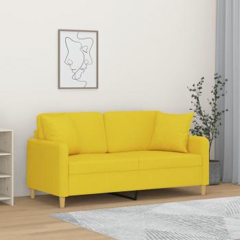 VidaXL 2-Sitzer-Sofa mit Zierkissen, Stoff, Hellgelb 140 cm