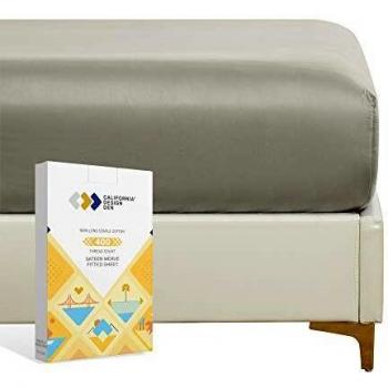 Luxury Single Bed Fitted Sheet, 100% Cotton 400Tc Sateen, 90x190+30cm, Elasticated, Durable (Taupe)