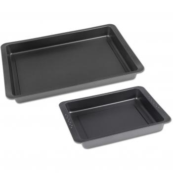 Bräter‑Set EasyOven – 28,5 × 23 × 4 cm & 42 × 29 × 4 cm (Edelstahl)