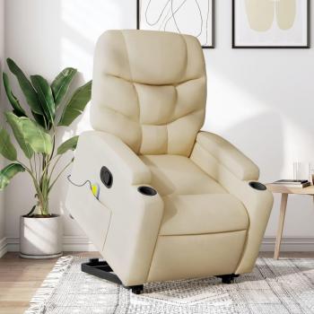 Sillón reclinable de masaje en tela crema