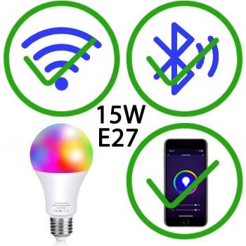 E27 15W LED Lamp Dimbaar met Wifi en IR Afstandsbediening