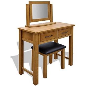 VidaXL Schminktisch Eiche mit Spiegel und Hocker