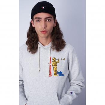 Felpa Hello Nasty Champion x Beastie Boys Grigia Chiara con Cappuccio
