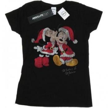 Disney Frauen‑Baumwollshirt „Weihnachtskuss Mickey & Minnie“ – Größe XL, Weiß