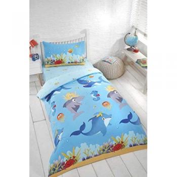 Parure de lit réversible Argofield thème océan 135 cm x 200 cm