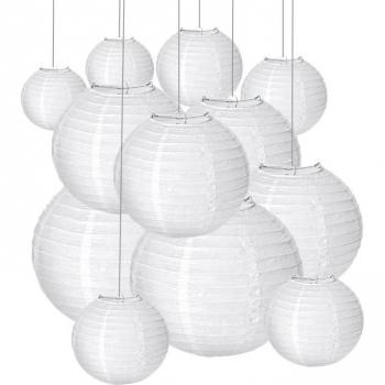 30pcs Assorted Size White Paper Lanterns for Party Decor