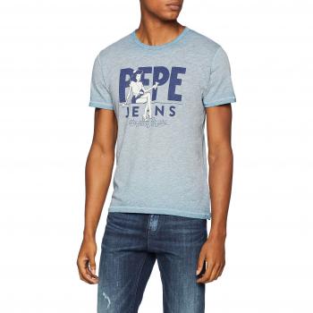 Camiseta Pepe Jeans George, Hombre, Azul (Lt Blue 501), Mediana