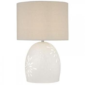 Lampada da Scrivania Cora in Ceramica con Tessuto Beige 1 Luce E27