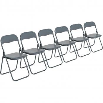 44cm Grey Padded Folding Chair Pack of 6