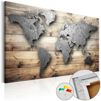 Support mural en liège Silver World – 60 cm largeur, 40 cm hauteur