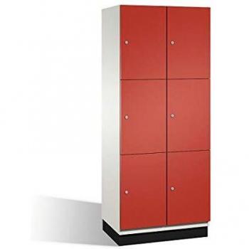Armadietto a scomparti in acciaio bianco e rosso