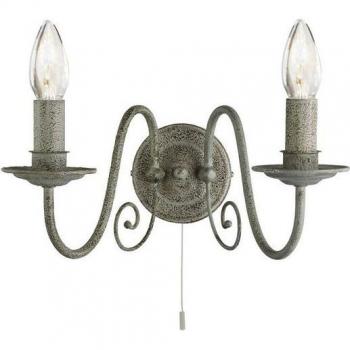 Elegante Wandleuchte Grau, 2-flammig E14 mit Schalter
