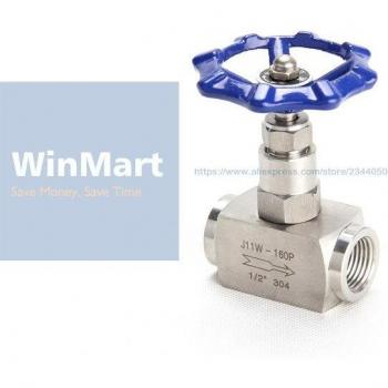 Válvula de aguja hembra de acero inoxidable 304 1/2 2285 PSI mango azul