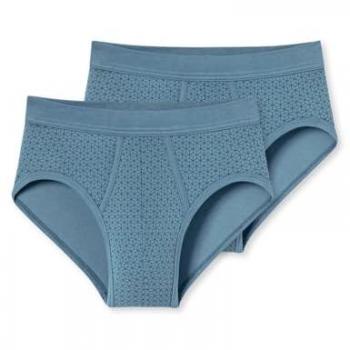 Schiesser Sportslips Duo – Kontrastfarbenes Karomuster in Atlantikblau