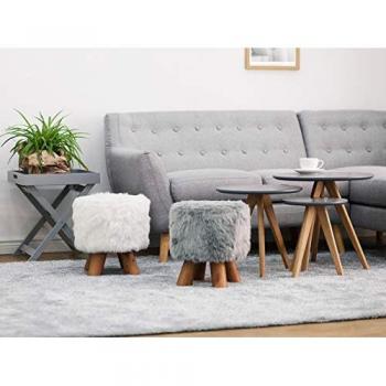 Taburete “Beliani White” con Patas Rústicas de Madera Iowa